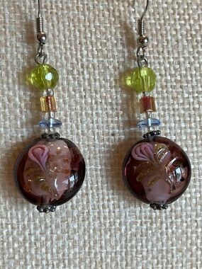 Glass and Crystal Pierced Earrings